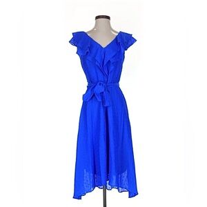 DKNY Cobalt Blue Gauzy Ruffle Sundress